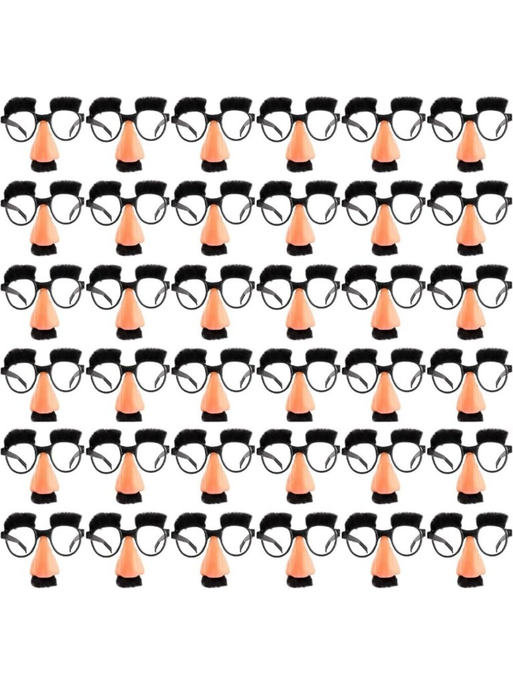36 Pack Funny Disguise Glasses with Big Nose, Mustache & Eyebrows for Parties